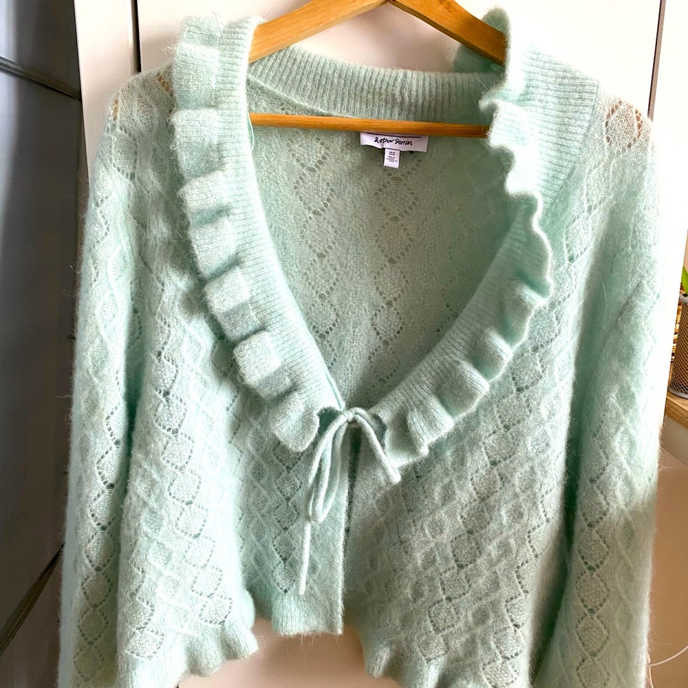 &other stories ruffled alpaca blend knit cardigan